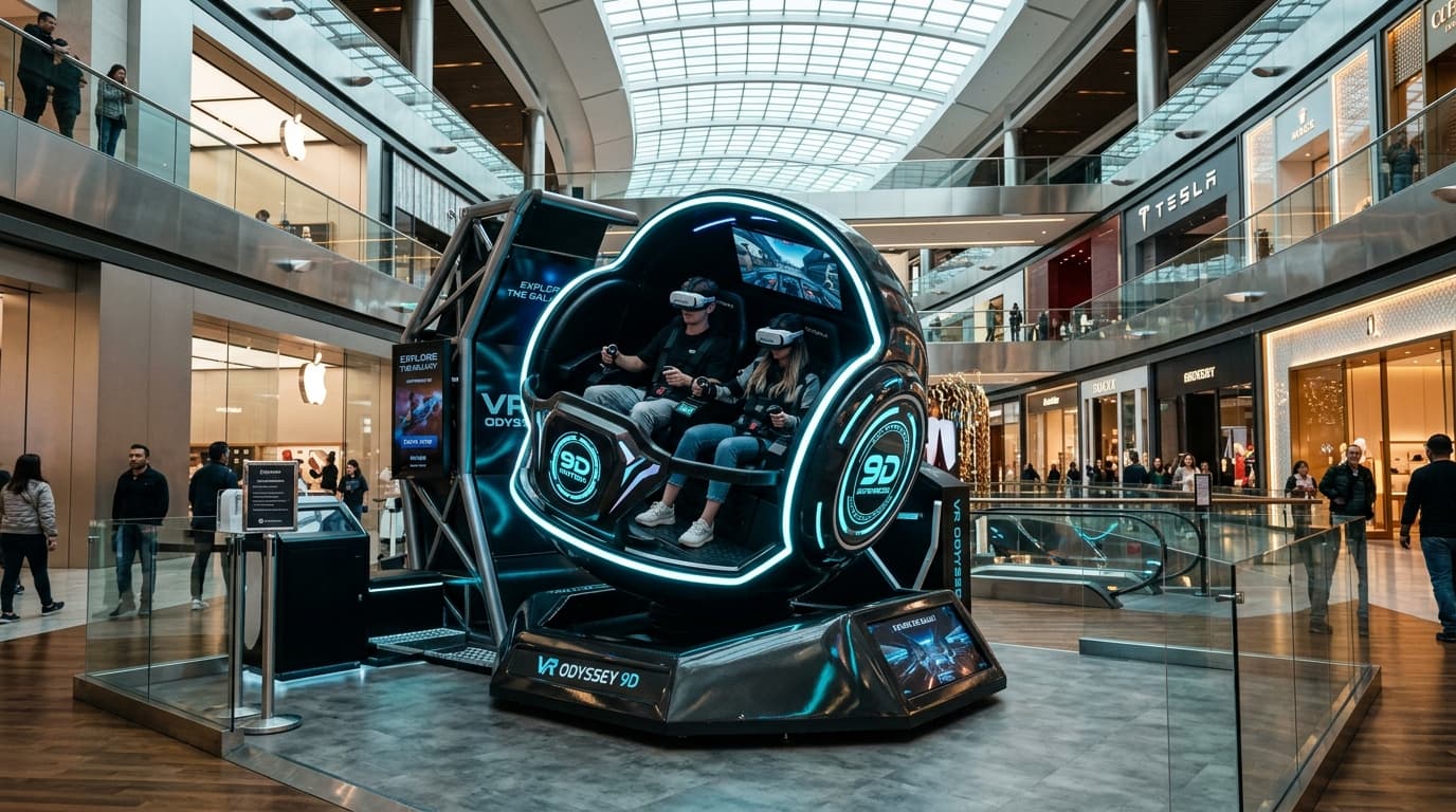 Virtual Reality & 9D Motion Simulators: Mall Atrium Experiential Anchors
